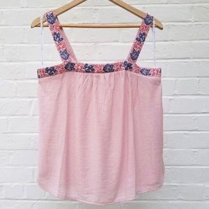 Anthropologie MINE Boho Pink Camisole Flutter Top